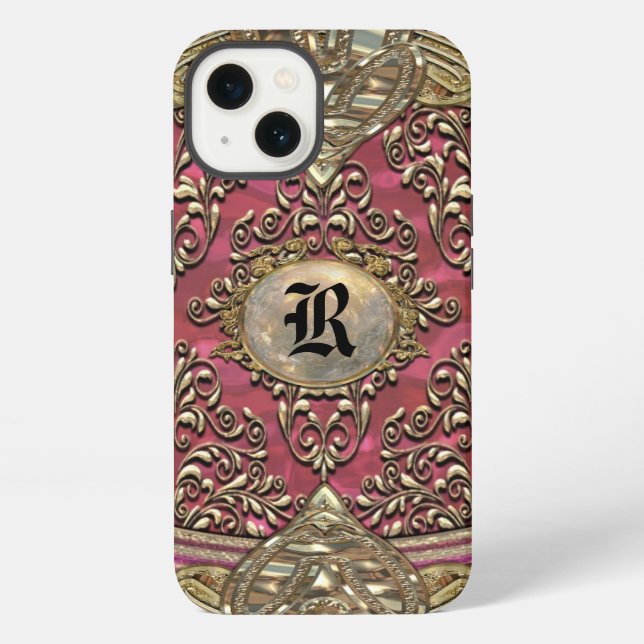 Coque iPhone Monogramme baroque de la damassé 6/6s de (Verso)
