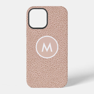 Coque iPhone 12 Monogramme beige tendance avec Boho en terre cuite
