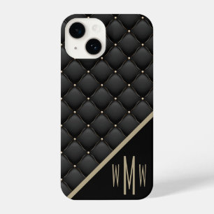 Coque Pour iPhone 14 Monogramme Black Gold Stud