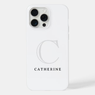 Coque iPhone 15 Pro Max Monogramme blanc classique simple Coque-mat