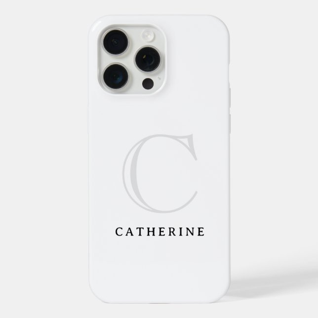 Coque iPhone Monogramme blanc classique simple Coque-mat (Verso)