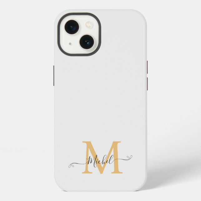 Coque iPhone Monogramme blanc | Élégant minimaliste (Verso)