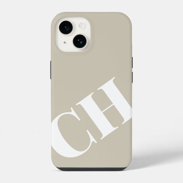 Coque iPhone Monogramme blanc en flocage d'avoine gras moderne (Verso)