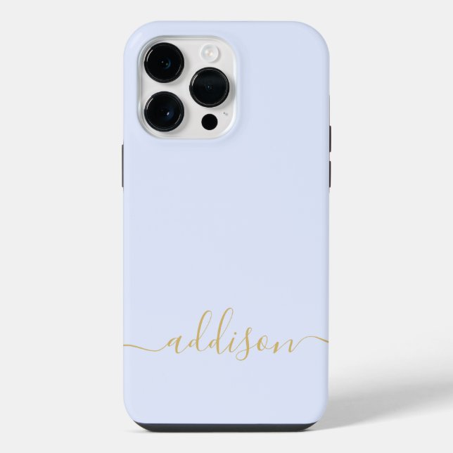Coque iPhone Monogramme Bleu Féminin Écriture Moderne Personnal (Verso)
