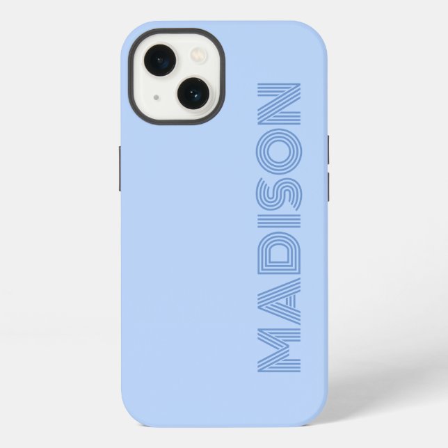 Coque iPhone Monogramme Bleu Gras Moderne Simple Tendance (Verso)