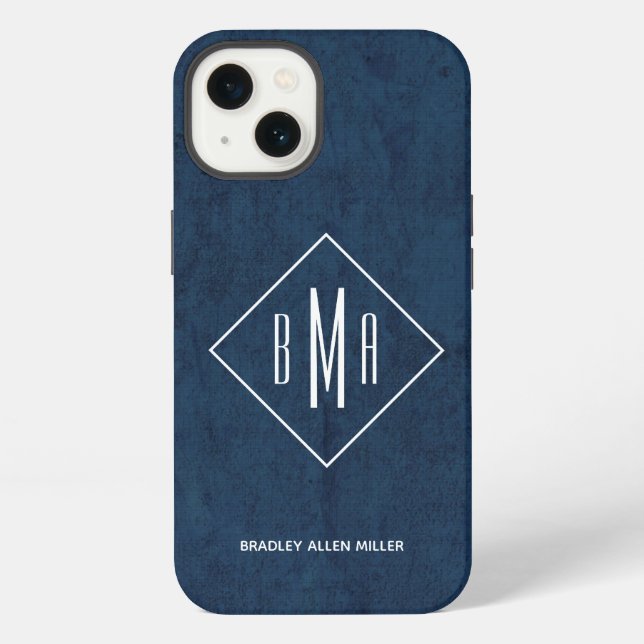 Coque iPhone Monogramme bleu marine (Verso)