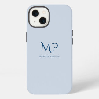 Etui iPhone 13 Monogramme bleu marine minimaliste personnalisé