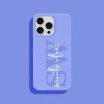 Coque Pour iPhone 14 Monogramme bleu moderne Nom du script initial<br><div class="desc">Monogramme bleu moderne Nom du script initial coque iphone</div>