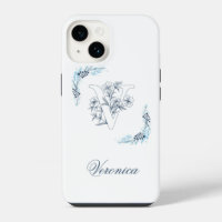 Monogramme bleu "V" floral Calme Initial