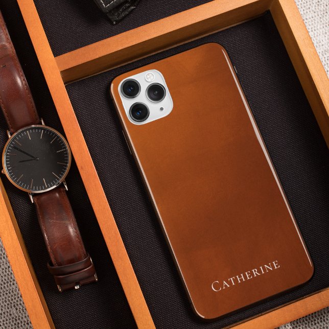 Coque iPhone Monogramme Bohème Simple Orange Brûlé Rustique (Créateur téléchargé)