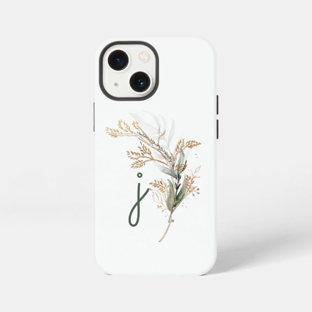 Coque iPhone Monogramme Botanique Eucalyptus Moderne Premium (Verso)