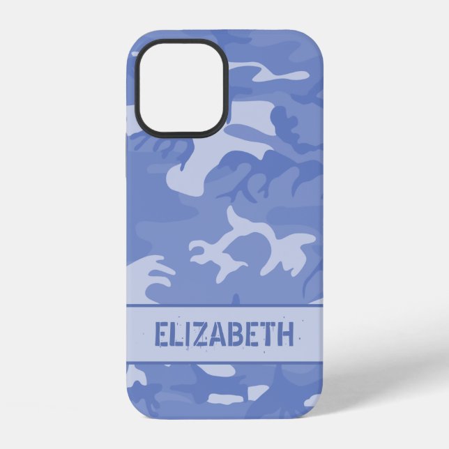 Coque iPhone Monogramme Camouflage Bleu (Verso)