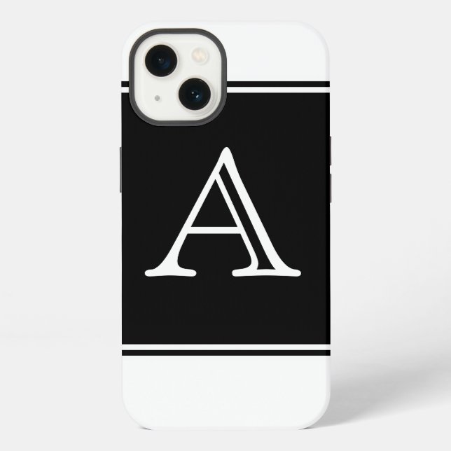 Coque iPhone Monogramme Carré noir (Verso)