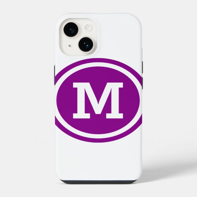 Coque iPhone Monogramme cercle blanc et magenta foncé (Verso)