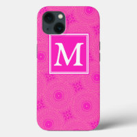 Monogramme cercle rose chaud motif Coque-Mate iPho
