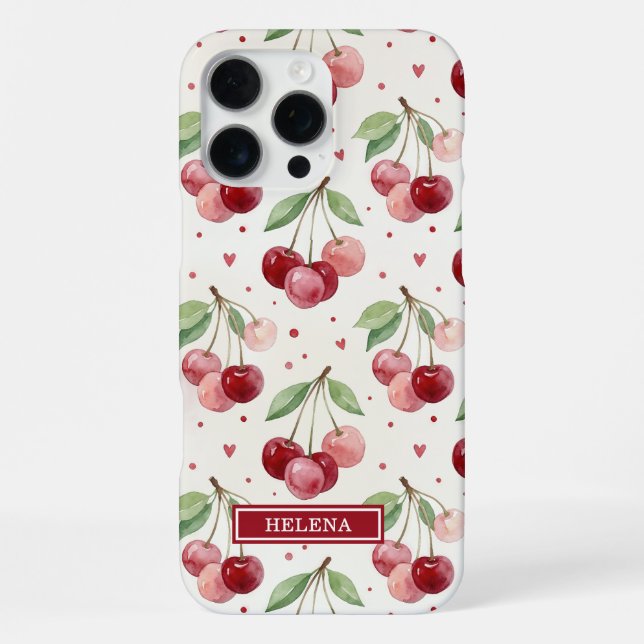 Coque iPhone Monogramme Cerises Aquarelle (Verso)