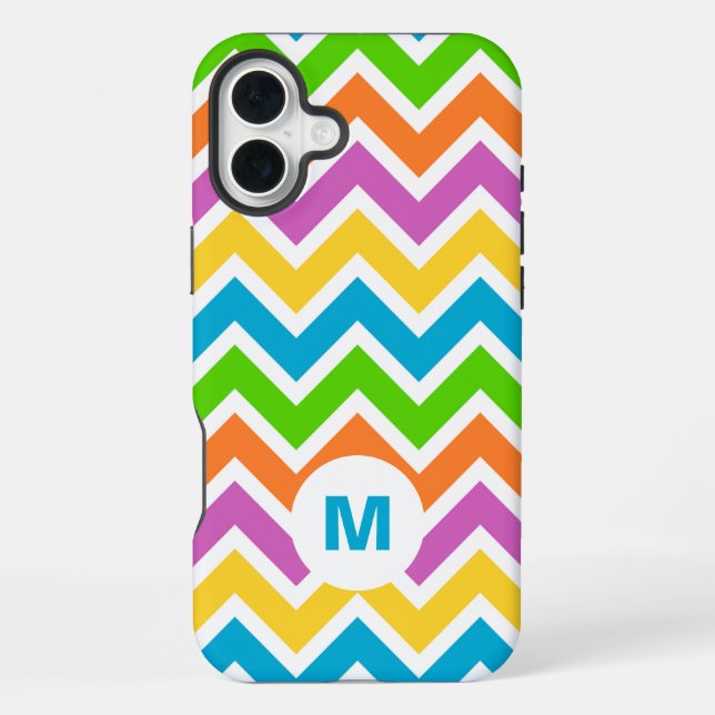 Coque iPhone Monogramme Chevron Arc-en-ciel Clair (Verso)