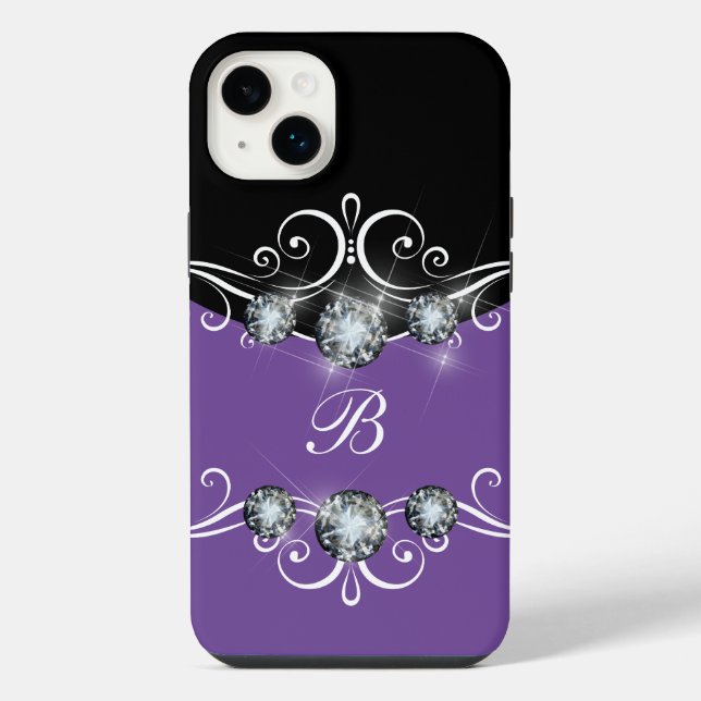 Coque iPhone Monogramme Chic avec Bling Pailleté (Verso)