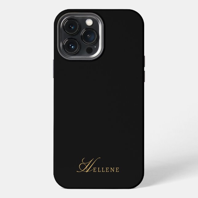 Coque iPhone Monogramme Chic Luxe Noir & Or  (Verso)