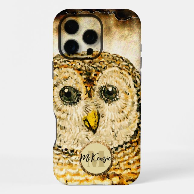Coque iPhone Monogramme Chouette Personnaliser  (Verso)