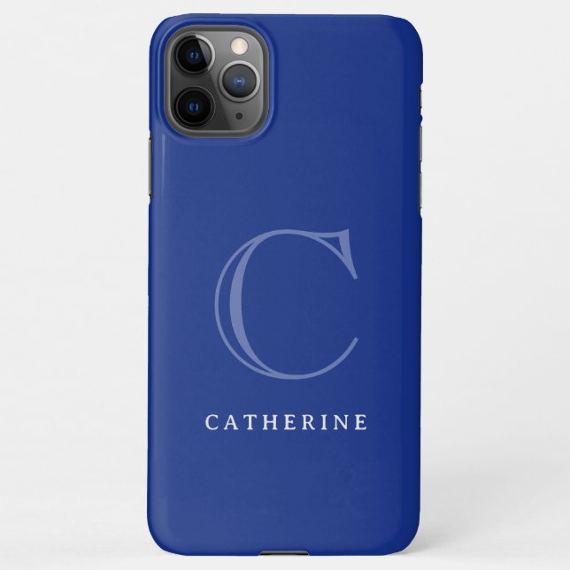 Coque iPhone Monogramme classique Royal bleu simple (Dos)