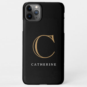 Coque iPhone 11Pro Max Monogramme classique simple en noir et or