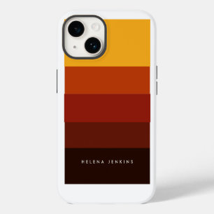 Coque Pour iPhone 14 Monogramme Coloré Rayé Horizontal Blocs de Couleur