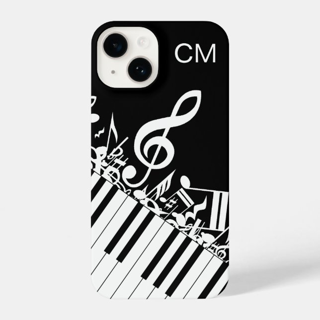 Coque iPhone `Monogramme cool notes musicales et touches de pia (Verso)