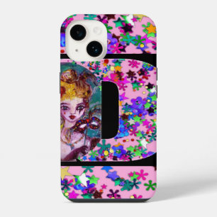 COQUE POUR iPhone 14 MONOGRAMME D LETTRE MONOGRAMME DE MASQUÉRADE VÉNÉT