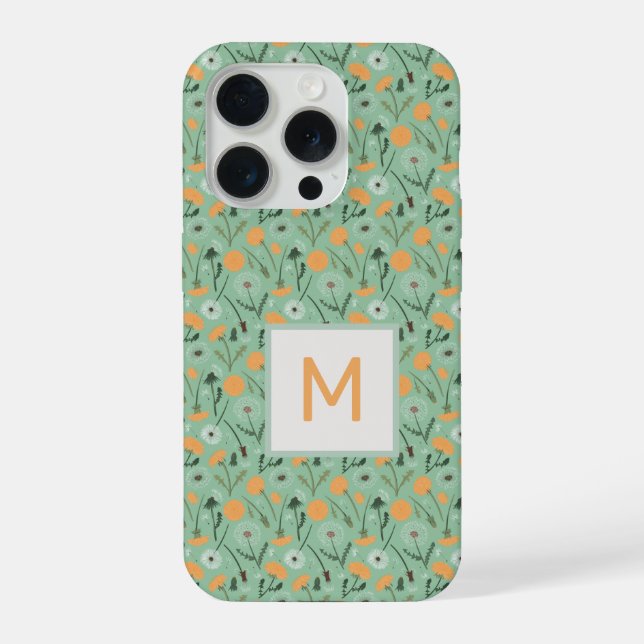 Coque iPhone Monogramme Dandelion Fleurs Orange Floral (Verso)