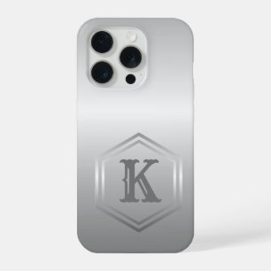 Coque iPhone 15 Pro Monogramme d'argent métallique personnalisé