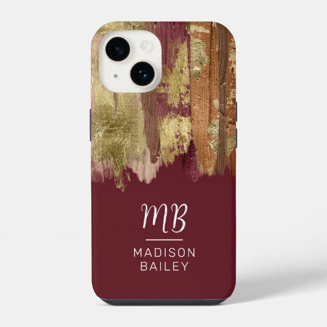 Coque iPhone Monogramme de bronze or de peinture Stroke (Verso)