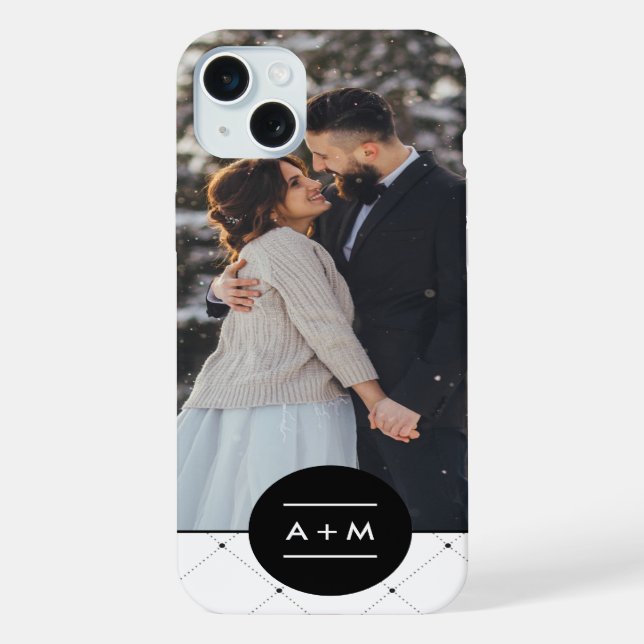 Coque iPhone Monogramme de Cercle Élégant (Verso)