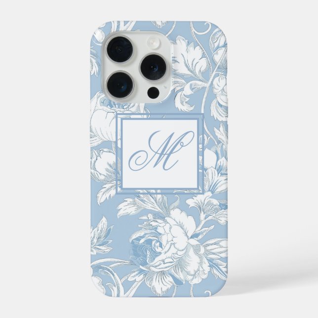 Coque iPhone Monogramme de chinoiserie bleu et blanc  (Verso)