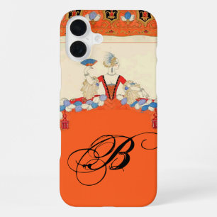 COQUE iPhone 16 PLUS MONOGRAMME DE CONCEPTEUR DE MODE LADANGE ORANGE