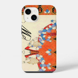 COQUE POUR iPhone 14 MONOGRAMME DE CONCEPTEUR DE MODE ORANGE DECO