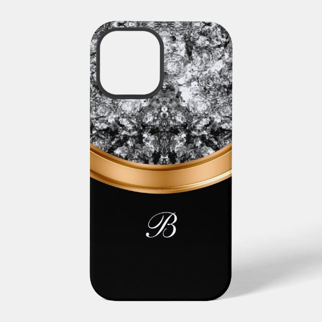 Coque iPhone Monogramme de Crystal Bing de Faux classique (Verso)
