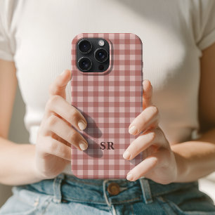 Coque iPhone 15 Pro Max Monogramme de grand-mère maman initiale en gingham