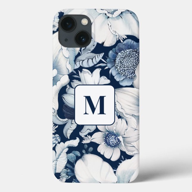 Coque iphone Monogramme de la Chinoiserie bleue (Verso)
