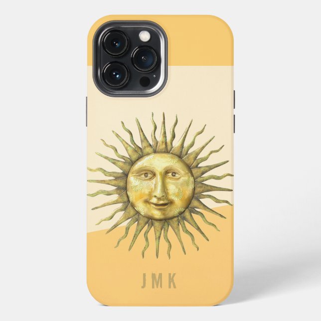 Coque iPhone Monogramme de la face solaire céleste (Verso)