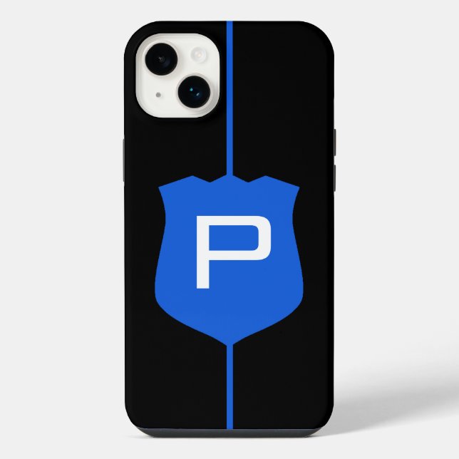 Coque iPhone Monogramme de la fine ligne bleue (Verso)