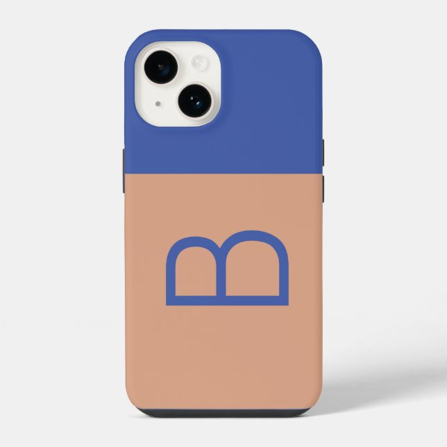 Coque iPhone Monogramme de lettre initiale moderne bloc de coul (Verso)