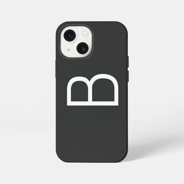 Coque iPhone Monogramme de lettre initiale noir moderne (Verso)
