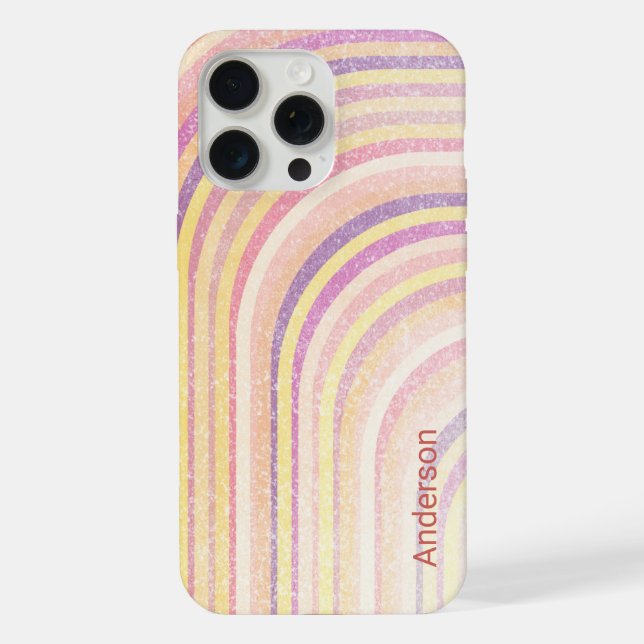 Coque iPhone Monogramme de ligne rétro élégant moderne (Verso)