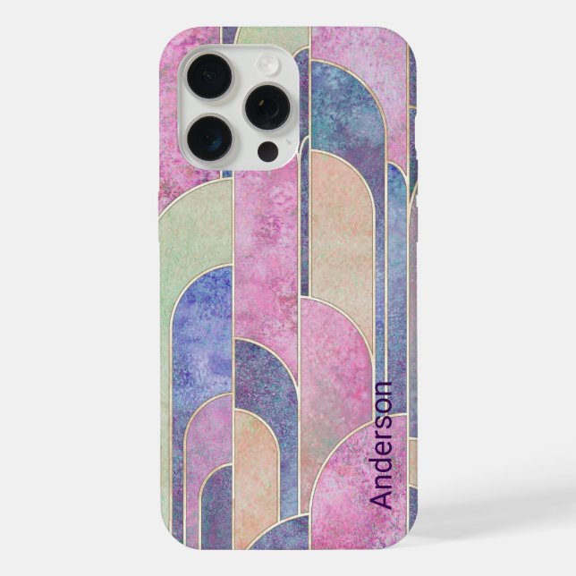 Coque iPhone Monogramme de ligne rétro élégant moderne (Verso)