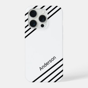 Coque iPhone 15 Pro Monogramme de ligne rétro élégant moderne