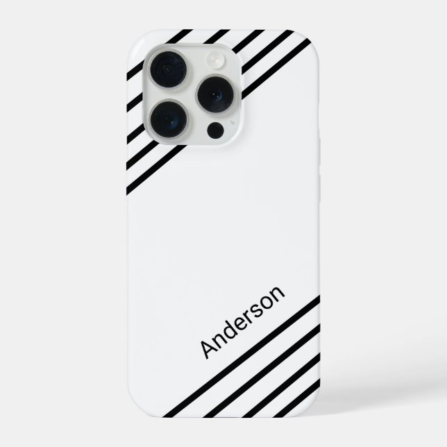 Coque iPhone Monogramme de ligne rétro élégant moderne (Verso)