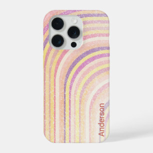 Coque iPhone 15 Pro Monogramme de ligne rétro élégant moderne