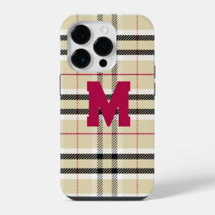 Coque Pour iPhone 14 Plus Monogramme de mode préppie beige personnalisé