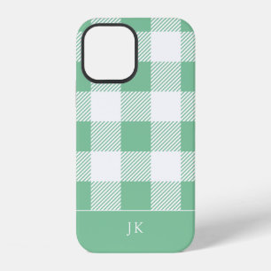 Coque iPhone 12 Monogramme de Motif à plat Rustique Aqua